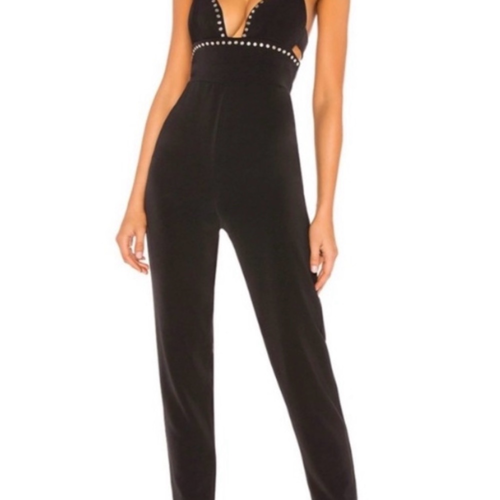 NBD X Revolve Black Studded Jumpsuit